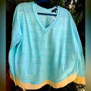 Suzanne Betro Cotton Women plus size Top. Size 1X. V- neckline. Long sleeve